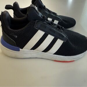 Adidas Black and White Sneakers with Blue Accent
